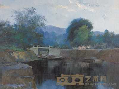 余克危 1987年作 洞庭山村 80×52cm